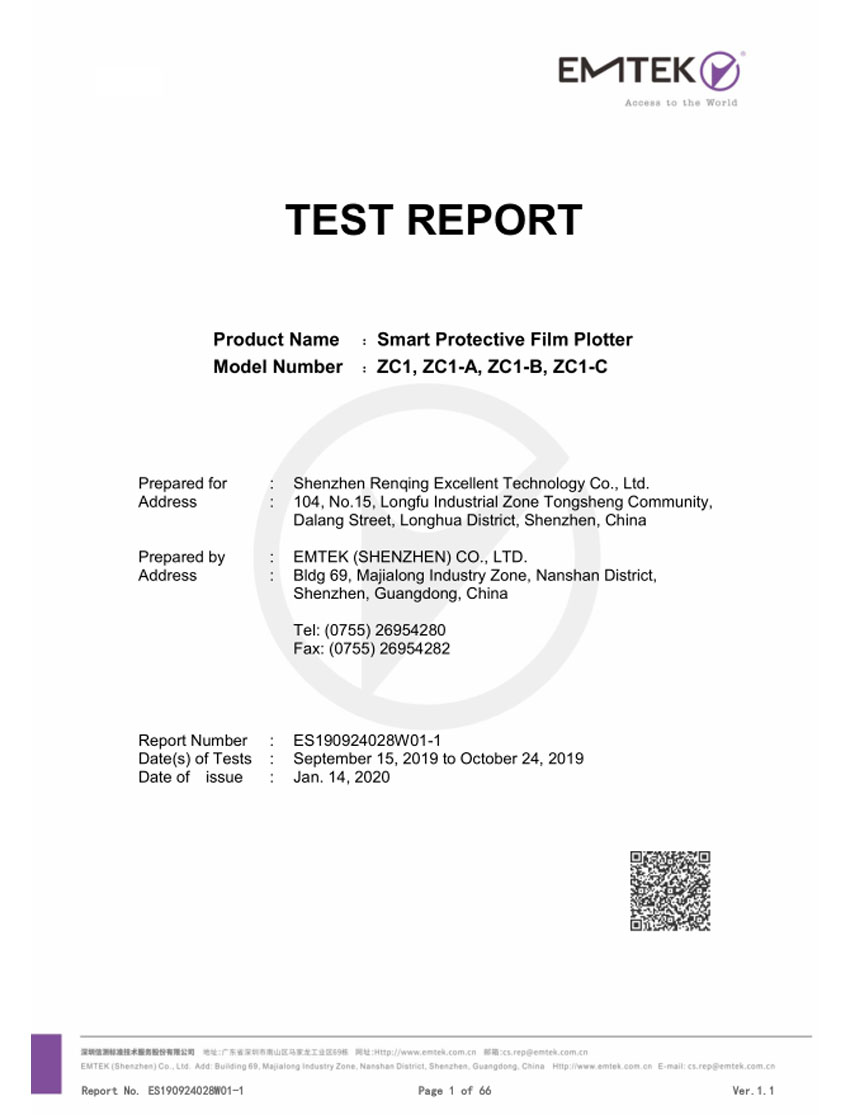 Relatório de EN301489-1-17 de ES190924028W01-1 CE de plotter inteligente